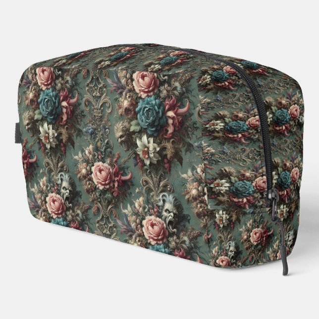 A Deranged Dirge – Gothic Floral Design Dopp Kit (Right Corner)