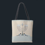 A desert Happy Hanukkah tote<br><div class="desc">raccoons,  foxes,  magpies celebrate Hanukkah with a sage Menorah. A tote for the season! ©TRFORSMAN</div>