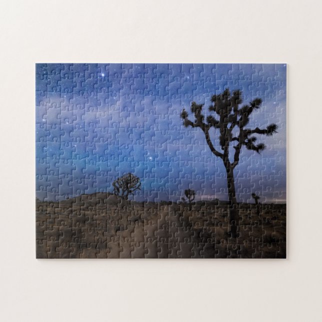A Desert Road and Joshua Trees at Night Jigsaw Puzzle (Horizontal)