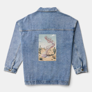 A desert with floating staircases denim jacket