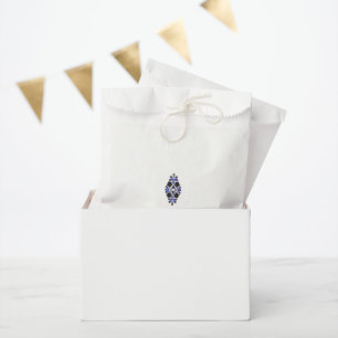 a design of a blue and black flower favour bag
