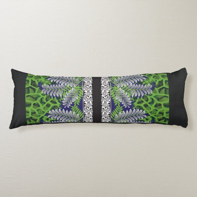 a design of a green and yellow pattern body cushion (Front)