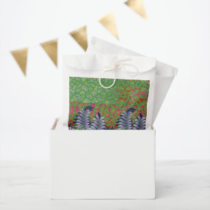 a design of a green and yellow pattern favour bag