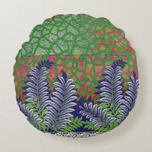 a design of a green and yellow pattern round cushion
