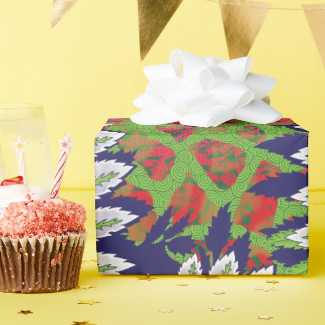 a design of a green and yellow pattern wrapping paper (Birthday Party)