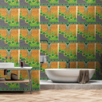 a design of a green and yellow wall hanging