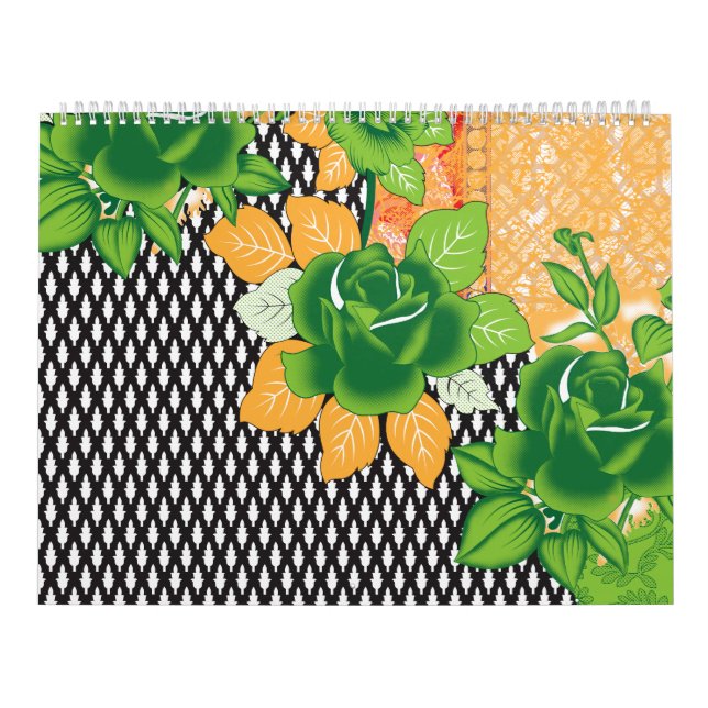 a design of a green and yellow wall hanging calendar (Cover)