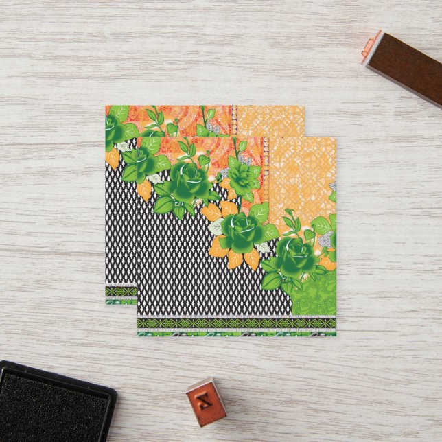 a design of a green and yellow wall hanging loyalty card (Front/Back In Situ)