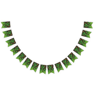 a design of a mirror and some plants bunting 