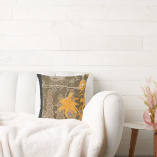 a design of a painting with yellow flowers on it cushion