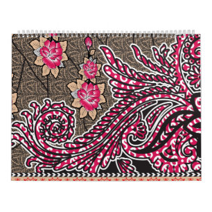 a design of a pink and brown paisley pattern calendar