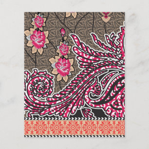 a design of a pink and brown paisley pattern flyer