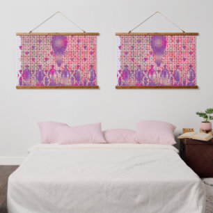 a design of a purple background with dots hanging tapestry