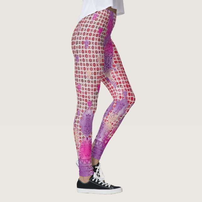 a design of a purple background with dots leggings (Right)