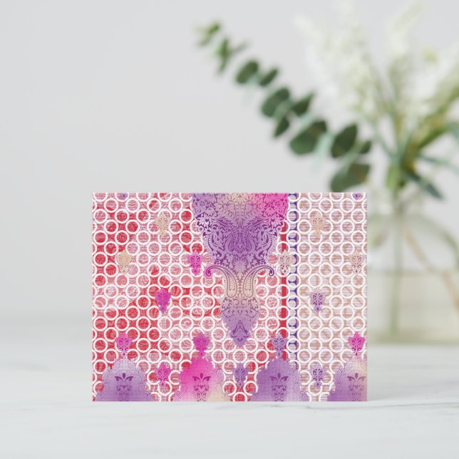 a design of a purple background with dots postcard (Standing Front)