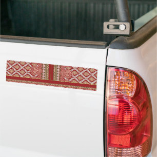 a design of a red and beige pattern_ bumper sticker