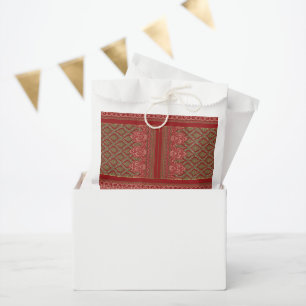 a design of a red and beige pattern_ favour bag
