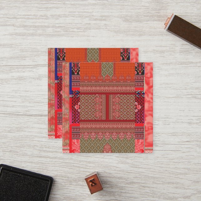 a design of a red and beige pattern loyalty card (Front/Back In Situ)