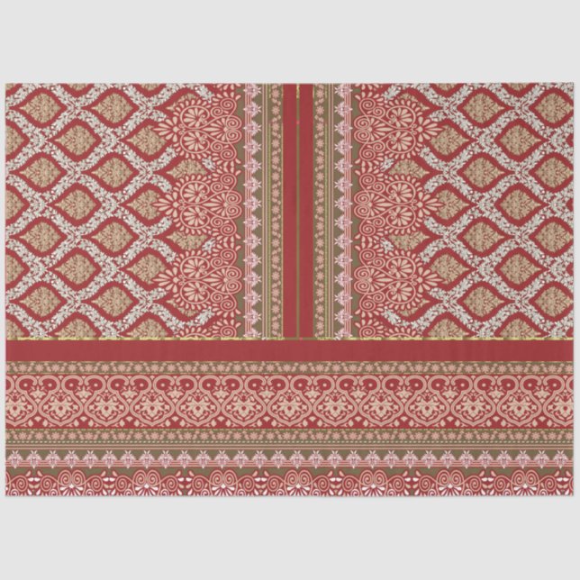 a design of a red and beige pattern_ tissue paper (Front)