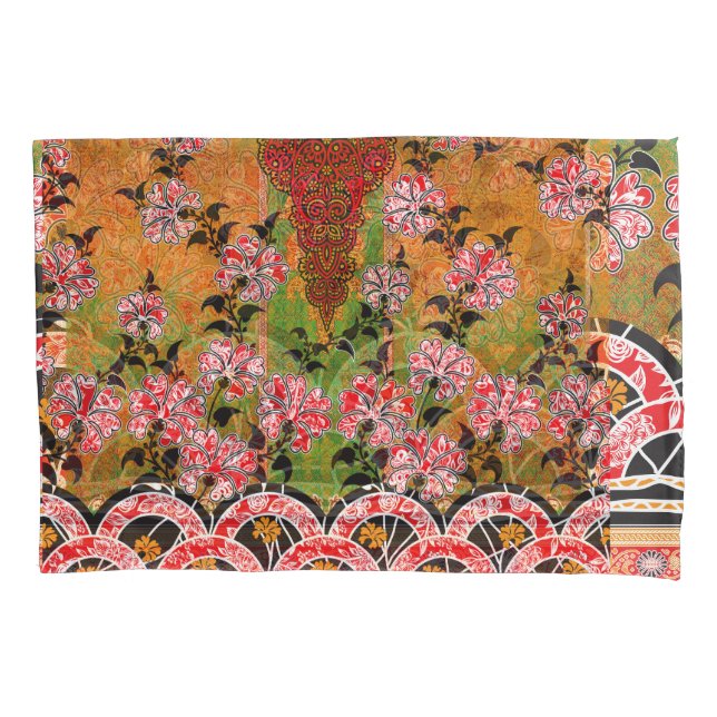 a design of a red and black wall hanging pillowcase (Front)