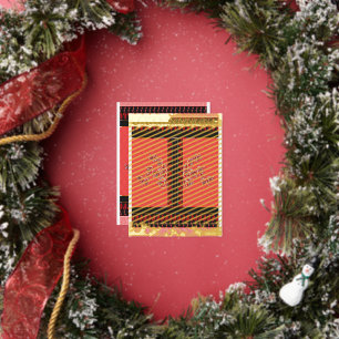 a design of a red and black wallpaper foil holiday postcard