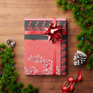 a design of a red and black wallpaper wrapping paper