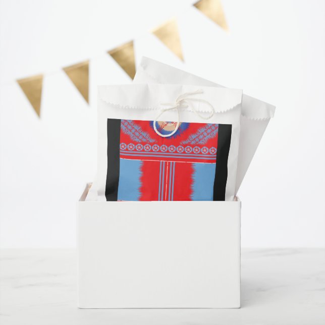 a design of a red and blue pattern favour bag (Party)