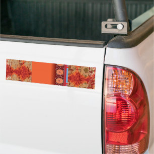 a design of a red and gold pattern bumper sticker