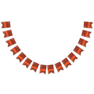 a design of a red and gold pattern bunting