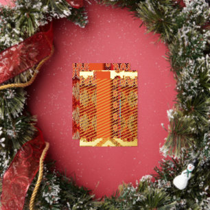 a design of a red and gold pattern foil holiday postcard