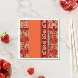 a design of a red and gold pattern napkin