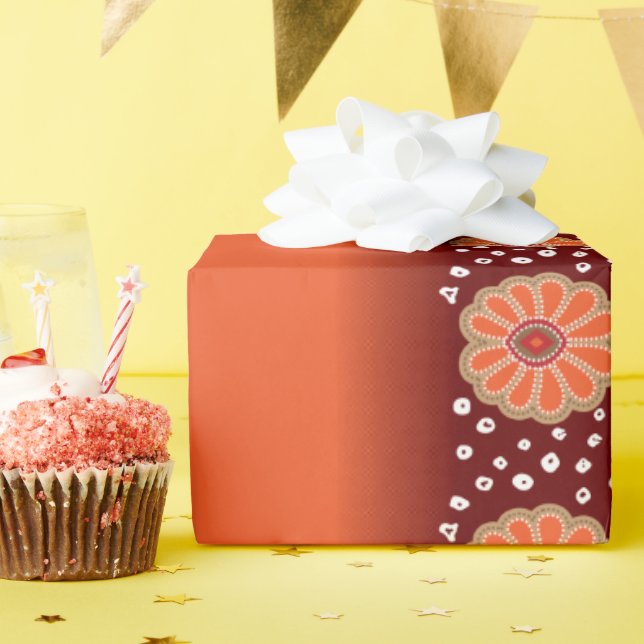 a design of a red and gold pattern wrapping paper (Birthday Party)