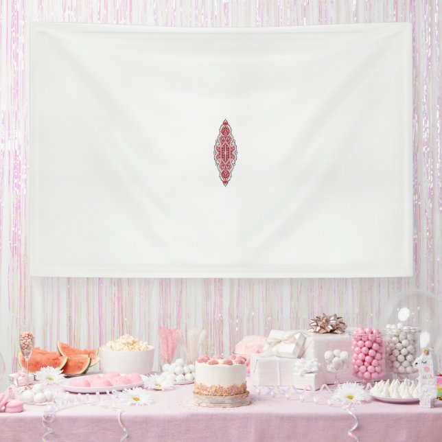 a design of a red and white pattern banner (Party)