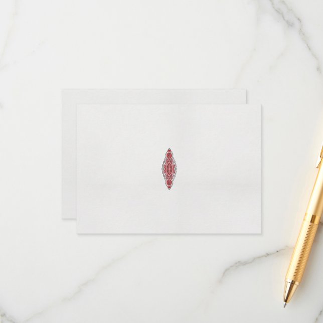 a design of a red and white pattern enclosure card (Front/Back In Situ)