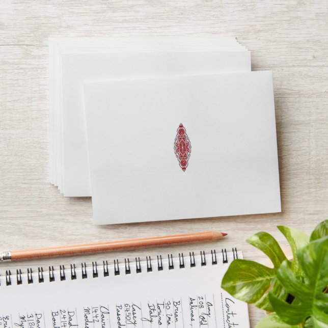 a design of a red and white pattern envelope (Stacked)