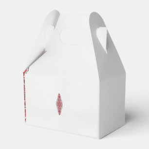 a design of a red and white pattern favour box