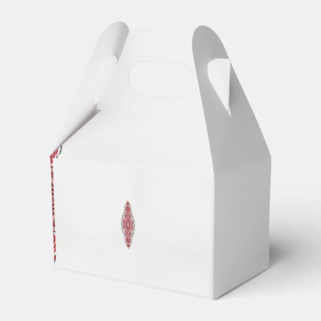 a design of a red and white pattern favour box (Front Side)