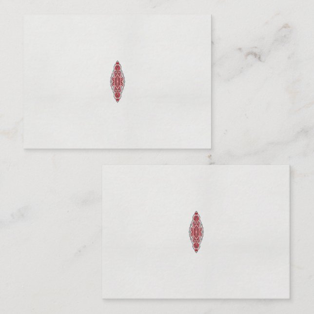 a design of a red and white pattern place card (Front/Back)