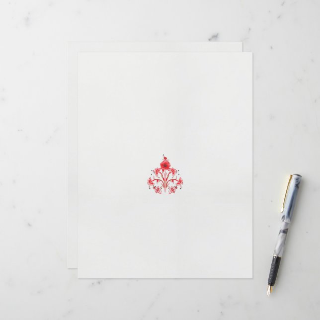 a design of a red flower on a white background (Front/Back In Situ)