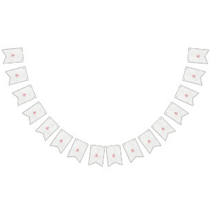 a design of a red flower on a white background bunting 