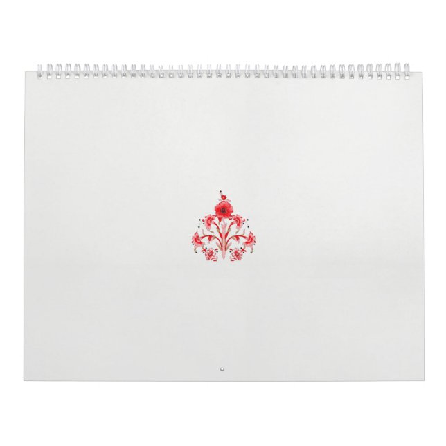 a design of a red flower on a white background calendar (Cover)
