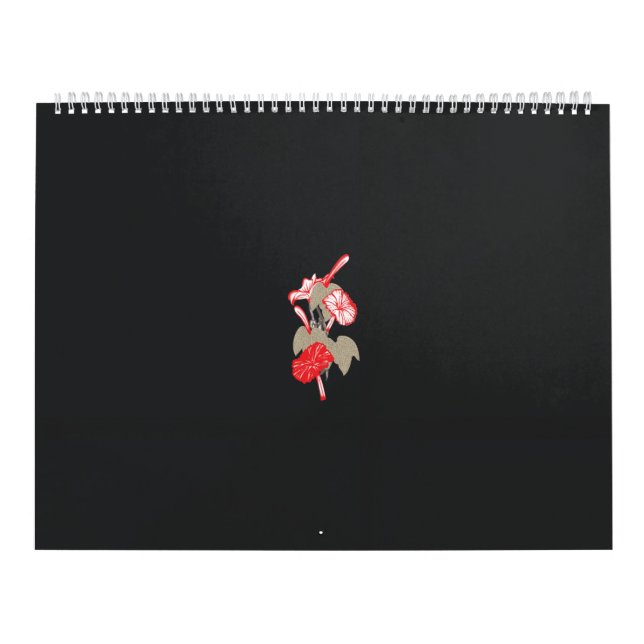 a design of a red flower on a white background calendar (Cover)