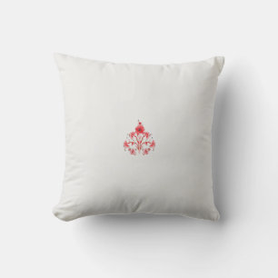 a design of a red flower on a white background cushion