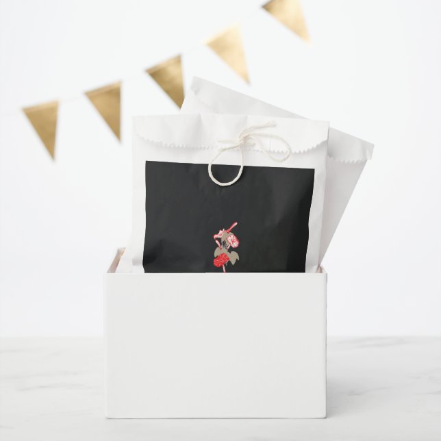 a design of a red flower on a white background favour bag (Party)