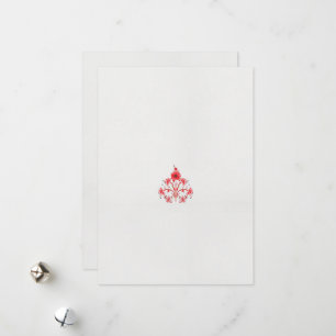 a design of a red flower on a white background holiday card