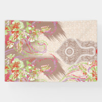 a design of a red vase with flowers on it