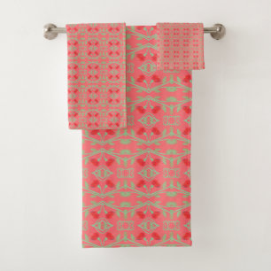 A Designer Floral Print Bath Towel Set