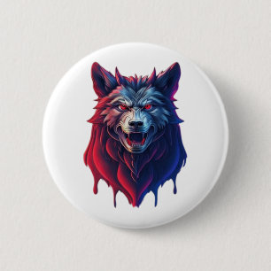 A detailed illustration face evil ninja wolf Premi 6 Cm Round Badge
