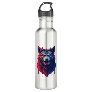 A detailed illustration face evil ninja wolf Premi 710 Ml Water Bottle