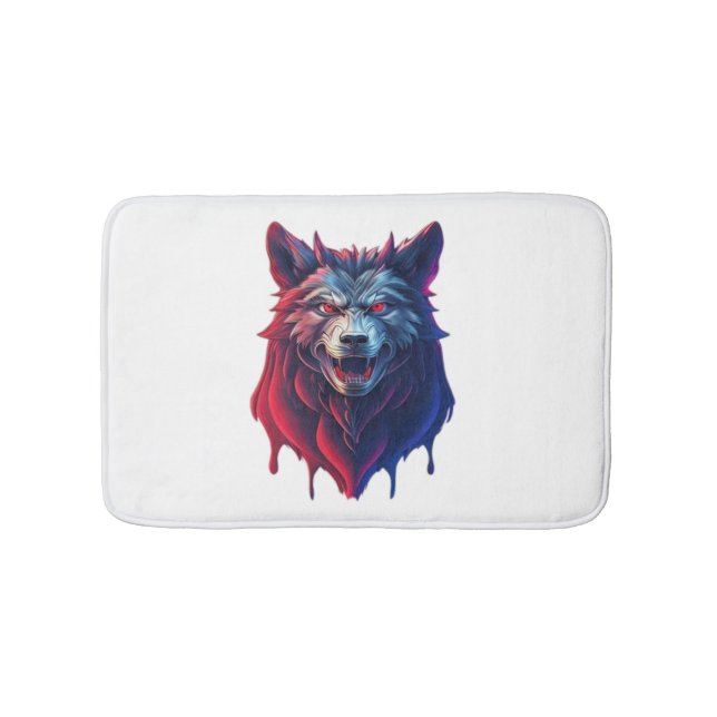A detailed illustration face evil ninja wolf Premi Bath Mat (Front)